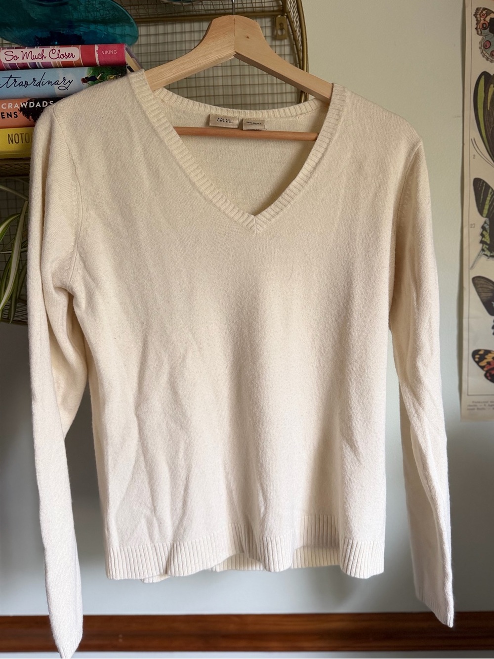 Cream V-Neck Sweater size medium